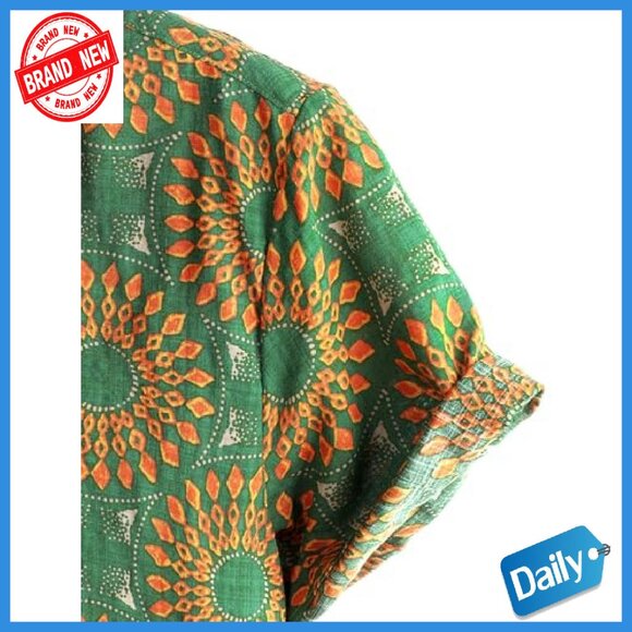 Men's Casual Button Down Shirt, Short Sleeve, Lightweight Cotton Blend - Picture 5 of 7